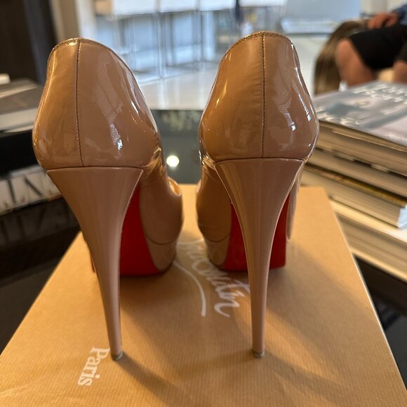 Christian Louboutin Patent Leather Peep Toe Pumps Size 37 - Picture 1 of 11